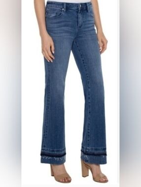 Liverpool Womens 6/28 Lucy Bootcut Frayed Released Hem Western Boho Denim Jeans